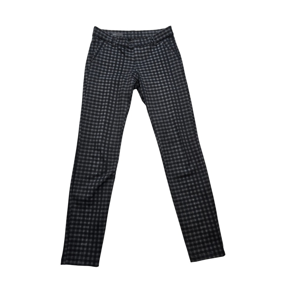 KUT from the Kloth Skinny Gingham Check Stretch Pants Grey Black Womens Size 4